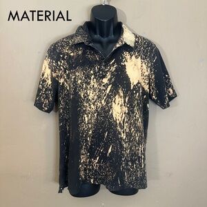 Material London Splatter Polo Shirt Large 100% cotton Gently worn